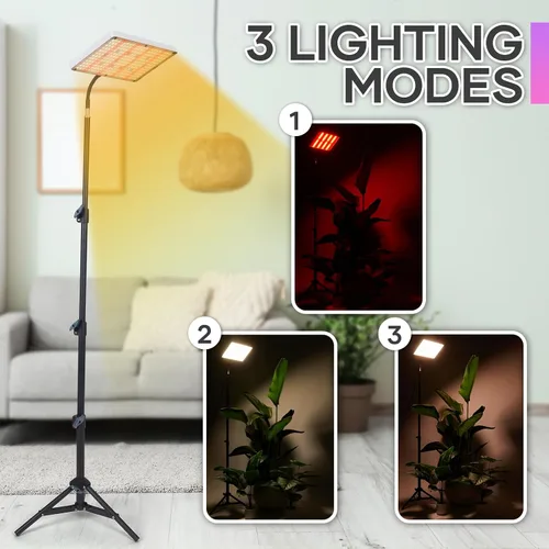 Vista 2 de Luz de cultivo de plantas para interiores, 264 luces LED de espectro completo con soporte de trípode ajustable con control remoto y función