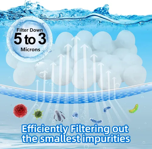 Vista 2 de Bolas de filtro de piscina de 4.6 libras para filtro de arena, cartuchos de medios de filtro de arena reutilizables, repuesto para bomba de filtro