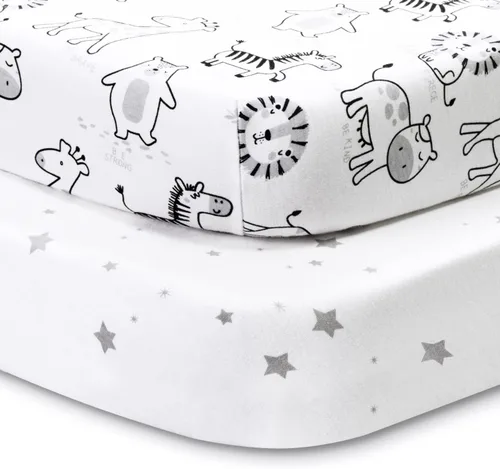Vista 8 de Beberoad Love Paquete de 2 sábanas de moisés para bebé, 100% algodón, suaves, universales, para ovalado, reloj de arena y rectangular, elástico