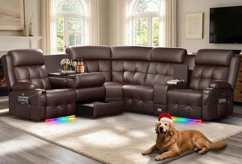 Vista 26 de Sofá reclinable de dos plazas para cine en casa, sofá reclinable de pared con USB, portavasos, sillón reclinable de tela de guijarros, sofá cama