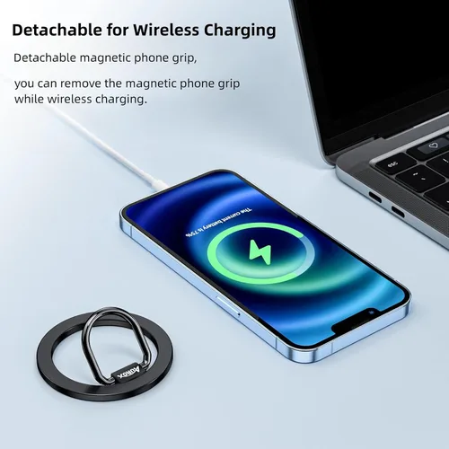 Vista 2 de AUROX Soporte magnético para anillo de teléfono Magsafe agarre magnético ajustable para accesorios MagSafe, soporte de agarre para anillo de dedo