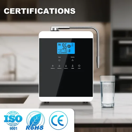 Vista 2 de Máquina ionizadora de agua alcalina para el hogar, 11 placas de titanio, máquina de agua alcalina, purificador de agua ácido pH 4-10.5, filtro