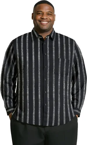Vista 10 de Camisas grandes y altas para hombres, camisas de vestir casuales de manga larga con botones y bolsillo para negocios, viajes, uso diario