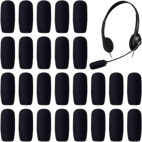 Vista 9 de PAGOW 30 mini parabrisas de micrófono de espuma, cubierta de auriculares de micrófono de alta densidad, parabrisas de micrófono de solapa
