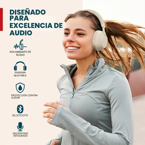 Vista 5 de Gabba Goods Auriculares inalámbricos Bluetooth sobre la oreja: graves profundos, controladores de 1.575 in, micrófono integrado, radio FM, Beige