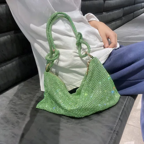 Vista 3 de BestAlice Monederos de diamantes de imitación para mujer, bolsa de cristal hobo de 13 x 6 pulgadas, elegante bolso de noche brillante para fiesta