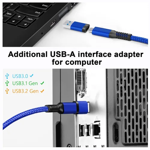 Vista 3 de Kuject Cable Link de 20 pies compatible con Quest 3S/3, Quest 2/Pro, Pico 4, accesorios trenzados de nailon para juegos Rift S/Steam VR, cable