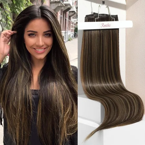 Vista 12 de REECHO Extensiones de cabello con pinzas, extensiones de cabello grueso y largo, extensiones de cabello sintético ligero para mujer, 24 pulgadas a