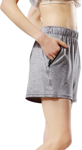 Vista 4 de Liberty Imports 1 o 5 paquetes de pantalones cortos de gimnasio para mujer con bolsillos con cremallera, ropa casual de salón para mujer activa