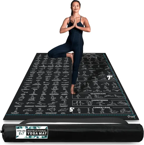 Vista 7 de Esterilla de yoga instructiva extra grande con posturas impresas - 3 veces más grande y 2 veces más ancha que las esterillas de entrenamiento 6' x