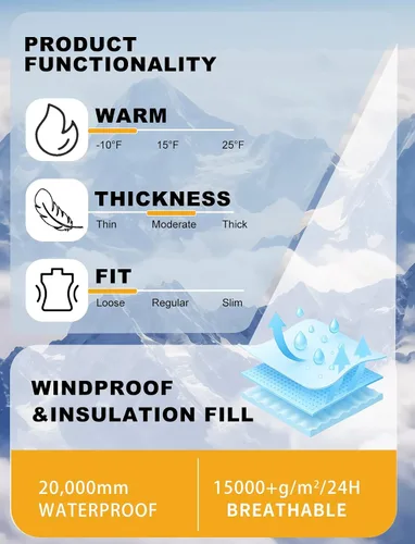 Vista 6 de GSOU SNOW Women's Snowboard Jacket Baggy Ski Jackets Waterproof Snow Hooded Coat Windproof Mountain Winter Outdoor Sports