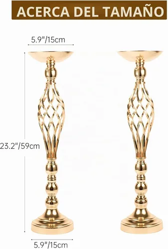 Vista 6 de Candelabros de metal dorado para candelabros de boda, jarrones, flores, jarrones, 2 uds