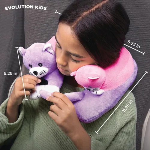 Vista 5 de Cabeau Almohada de viaje en avión para niños – Evolución para niños – Apoyo para el cuello para dormir en aviones, trenes y coches – Adorable