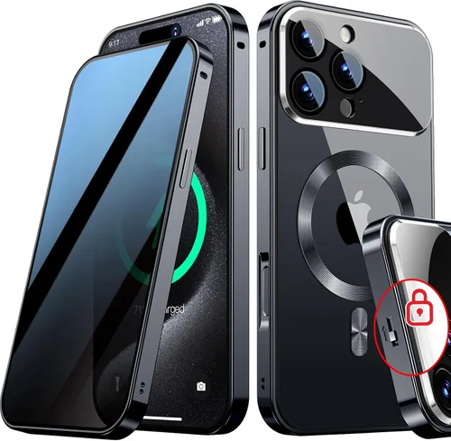 Vista 13 de Funda magnética de privacidad para iPhone 13 Pro, protección completa de la cámara, color negro [Mechanical Lock][Compatible with MagSafe]