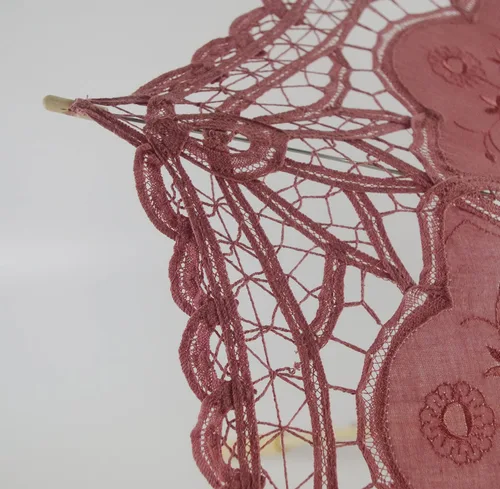 Vista 4 de AEAOA Sombrilla de encaje para boda algodón a la moda con mango de madera para decoración de fotos disfraz de dama talla adulta marrón