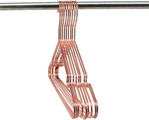 Vista 2 de 13.0 in Tamaño Niño Rosa Cobre Oro Brillante Metal Alambre Top Perchas de Ropa para Camisas Abrigo Almacenamiento y Exhibición