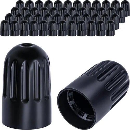 Vista 32 de 10 piezas de tapas de válvula de neumático TPMS con vástago largo, tapas de válvula de rueda de plástico negro para TPMS TR20008, tapas de vástago
