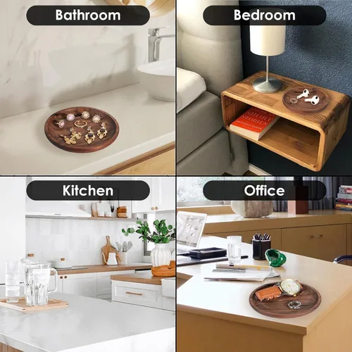 Vista 5 de Bandeja de joyería de madera pequeña personalizada grabada para anillos de madera, bandeja de compromiso para hombres, soporte para anillos de boda