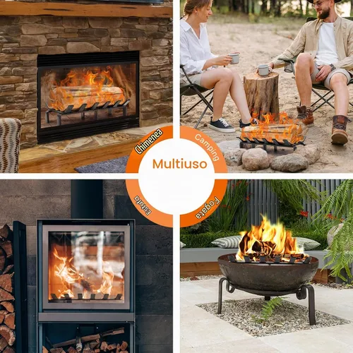 Vista 5 de WILLOW WEAVE Rejilla de chimenea de 13 pulgadas con retenedor de brasas, estante de rejilla de estufa de leña, soporte de leña de acero sólido