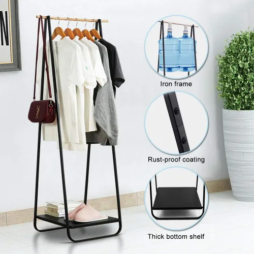 Vista 3 de JEFEE Perchero compacto simple con estante organizador de ropa de 1 nivel para sombreros, bolsas, zapatos para entrada, dormitorio, piscina, 21.3 x