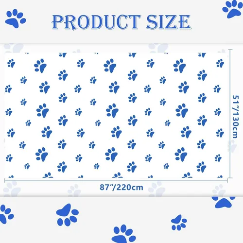 Vista 2 de Paquete de 2 manteles con estampado de patas de cachorro, 51 x 87 pulgadas, desechables, de plástico, para decoraciones de fiestas temáticas de Azul