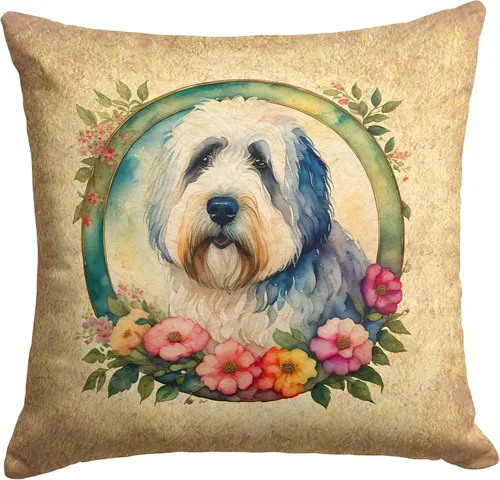 Vista 129 de Caroline's Treasures DAC2072PW1414 Affenpinscher and Flowers - Almohada decorativa de tela, lavable a máquina, para interiores y exteriores