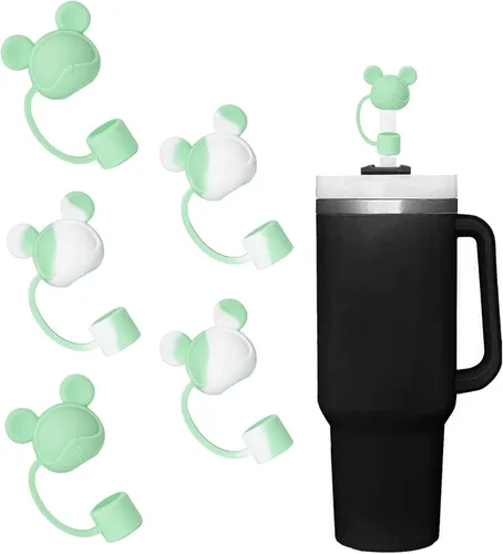 Vista 27 de Juego de 4 fundas de popote con diseño de estrella compatibles con vasos Stanley de 30 y 40 onzas, reutilizables, bonitas puntas de popote