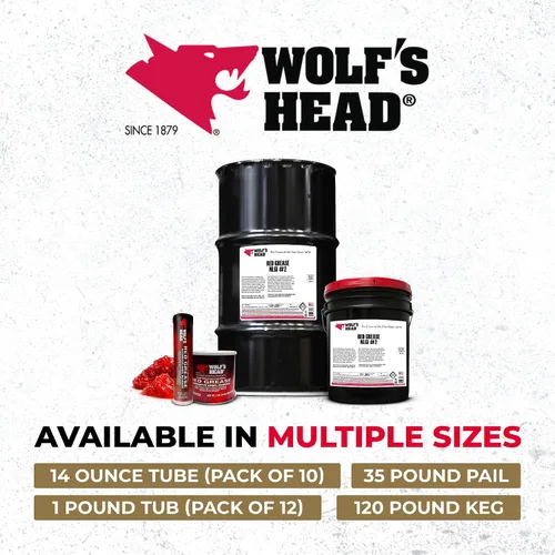 Vista 7 de Wolf's Head Red Grease NLGI #2 (836-88301-91) Tubo de 14 onzas, paquete de 10 Fabricado en Estados Unidos
