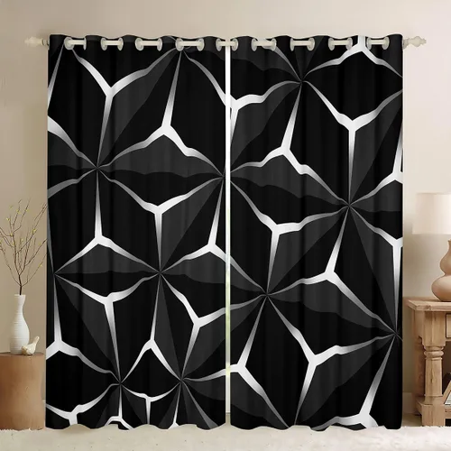 Vista 39 de Feelyou - Cortinas de ventana en forma de panal, tema geométrico hexagonal con luces de neón verdes, para chicos adolescentes y hombres, elegante