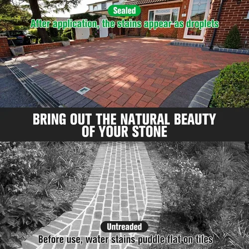 Vista 3 de Sellador de piedra premium, 8 onzas – Aspecto húmedo de brillo máximo para adoquines, entradas de vehículos y patios – Impermeable y resistente a