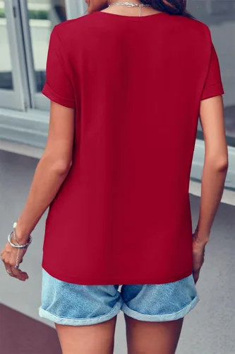 Vista 3 de Qianxitang camisetas de manga corta de cuello redondo de algodón con estampado gráfico para verano