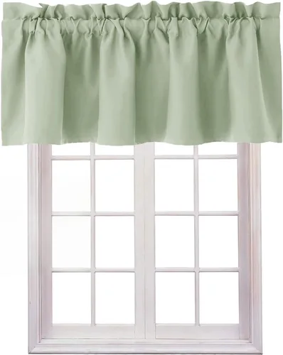Vista 31 de Hiasan Cortinas opacas con cenefa para oscurecimiento sólido de habitación, cenefas con bolsillo para barra, para ventanas, 42 x 12 pulgadas