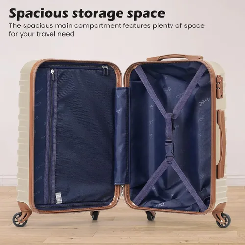 Vista 8 de Coolife Luggage Sets Suitcase Set 3 Piece Luggage Set Carry On Hardside Luggage with TSA Lock Spinner Wheels (Navy, S(20in)_carry on)