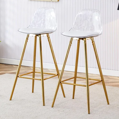 Vista 4 de Silla de bar acolchada moderna y cómoda con patas de metal, diseño de moda adecuado para comedor, cocina, terraza y sillas de sala de estar.