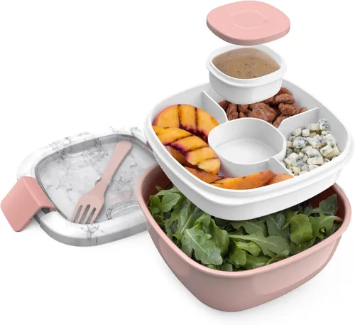 Vista 9 de Contenedor de almuerzo, ecológico y sin BPA de Bentgo Salad para ensaladas y otros aperitivos para llevar, Azul Recipiente para aderezo a prueba