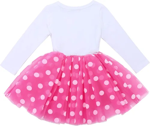 Vista 2 de ODASDO Vestidos de princesa de manga larga tutú de tul con lazo y lazo para niñas pequeñas