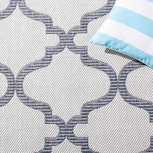 Vista 6 de MARTHA STEWART x SAFAVIEH MSRO336G - Alfombra de 6 pies 7 pulgadas x 9 pies, color plateado y gris, para interiores y exteriores, impermeable, fácil