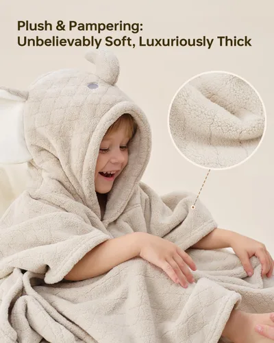Vista 2 de Toallas de bebé con capucha súper absorbentes, para invierno, extra grandes, 49 x 31 pulgadas, forro polar coral ultrasuave para recién nacidos