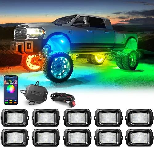 Vista 12 de MICTUNING C2 Max RGB+IC Chasing Color Rock Lights - 2 piezas (no incluye controlador)