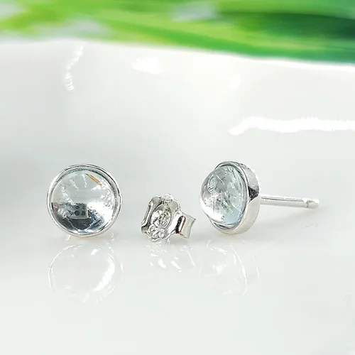 Vista 31 de Pendientes naturales de 0.236 in con chapado en oro blanco sobre plata de ley, bisel cabujón de piedras preciosas regalo de joyería para ella