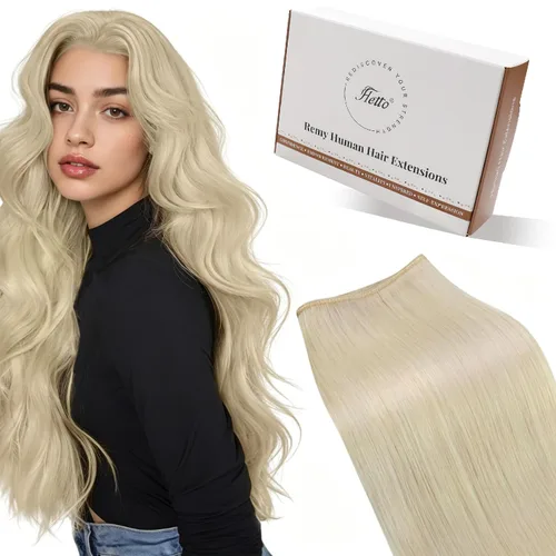Vista 19 de Hetto - Extensiones de cabello humano real para coser, color negro azabache, #1, 12 pulgadas, 2.47 onzas Adhesivo suave, fuerte, uso diario