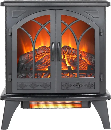 Vista 11 de Calentador eléctrico independiente de chimenea de 17 pulgadas con efecto de llama 3D (negro, 17 pulgadas)