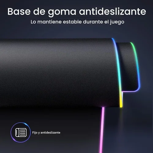 Vista 5 de BladeHawks Alfombrilla de ratón para juegos RGB con Hub USB de 4 puertos, 14 modos de iluminación, base antideslizante extragrande de goma