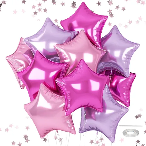 Vista 21 de Globos de estrellas rojas, azules y negras, globo de papel de aluminio de 18 pulgadas para helio, paquete de 10 globos rojos y azules, globo de Negro