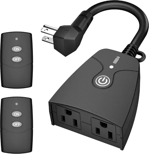 Vista 10 de HBN - Enchufe de toma múltiple con control remoto inalámbrico para exteriores, regleta de enchufes resistente a la intemperie, enchufes eléctricos