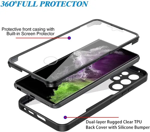 Vista 2 de Funda compatible con Samsung Galaxy S30 Ultra, compatible con Samsung Galaxy S21 Ultra, protector de pantalla integrado 2 en 1, funda verde