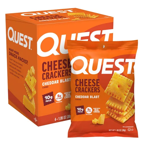 Vista 11 de Galletas de queso Quest Nutrition, explosión de cheddar, 10g de proteína, 5g de carbohidratos netos, 1g de azúcar, hechas con queso real, snack alto