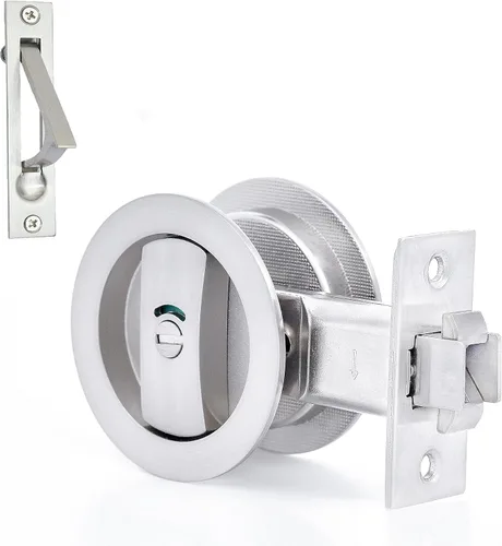 Vista 29 de Dontay Cerradura de indicadores codificados por color para puerta de bolsillo, cerradura de manijas de privacidad (cama/baño), fondo de 2-3/8 Níquel