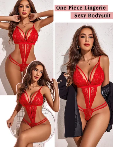 Vista 5 de Avidlove body, lencería de una pieza para mujer, con cuello en V profundo, babydoll, ropa