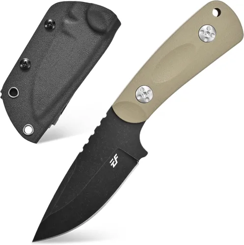 Vista 9 de Cuchillo de hoja fija Eafengrow EF121 D2 con hoja de acero y mango G10 con funda Kydex para actividades al aire libre y camping